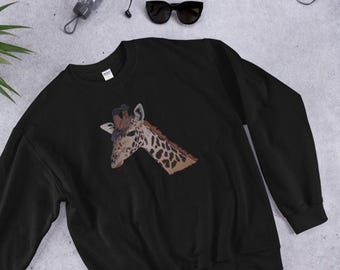 Giraffe Graphic Sweatshirt,  Safari Wildlife Unisex Pullover, African Animal Lover Gift, Giraffe Conservation Sweater