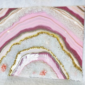 Resin Geode Wall Art / Pink and Gold Geode Resin Wall Art / Resin Painting / Epoxy Painting / Luxury Wall Art / Abstract Artwork