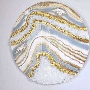 Geode Wall Art / Grey Resin Wall Art / Beige Geode Resin Painting / Crystal Art / Luxury 3D Wall Art / Abstract Art / Modern Art / Gift