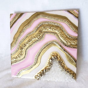 Pink Resin Geode Art / Geode Resin Wall Art / Resin Painting / Epoxy Painting / Crystal Geode Art / Luxury Wall Art / Abstract Art / Decor
