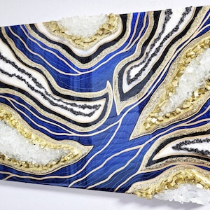 Blue Geode Wall Art / Gold Resin Wall Art / Navy Geode Resin Painting / Crystal Art / Luxury 3D Wall Art / Abstract Art / Modern Art / Gift