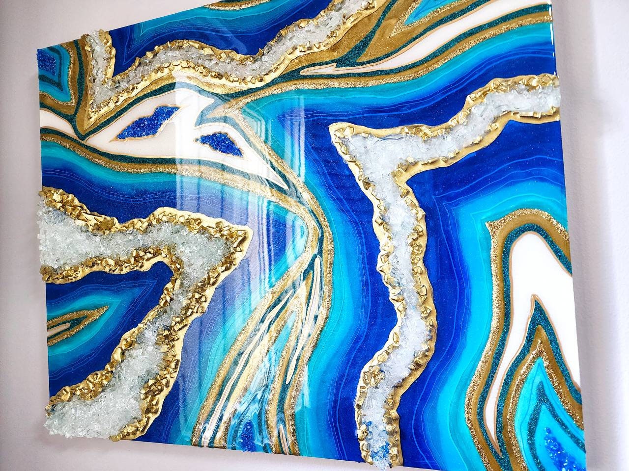 TURQUOISE MOTHERLOAD Placemat, Desk Mat, Geode Art, Blue Gold