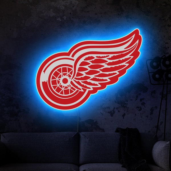 Detroit Red Wings neon sign, Detroit Red Wings logo, Detroit Red Wings gift, Hockey team sign, Detroit Red Wings art,Detroit Red Wings decor