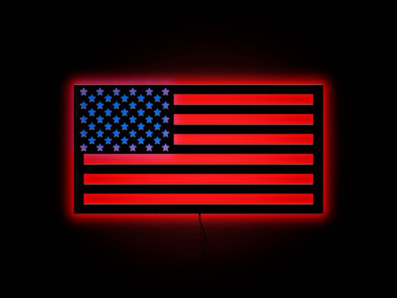 American flag led USA Flag led sign USA flag wood sign with | Etsy