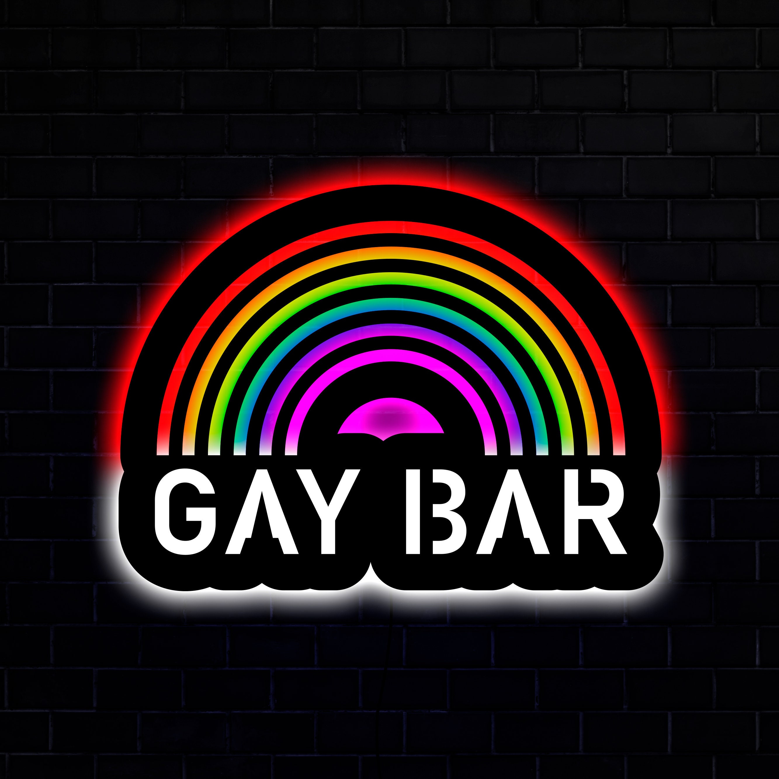 Gay club neon sign. Logo in neon style, light banner, billboard