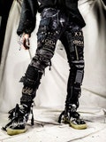 Custom handmade punk rock goth emo metal cyber dark ripped crazy weird funky crust festival jeans vegan cyber product logo