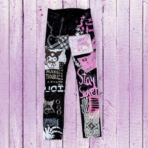 Cute handmade anime harajuku kawaii manga cute studded y2k artwear punk rock emo metal goth crust festival pants vegan cyber
