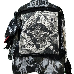 XL-XXL Unique handmade blazer custom castle punk goth fantasy emo metal rave festival concert rockstar skull anime cool denim jeans jacket