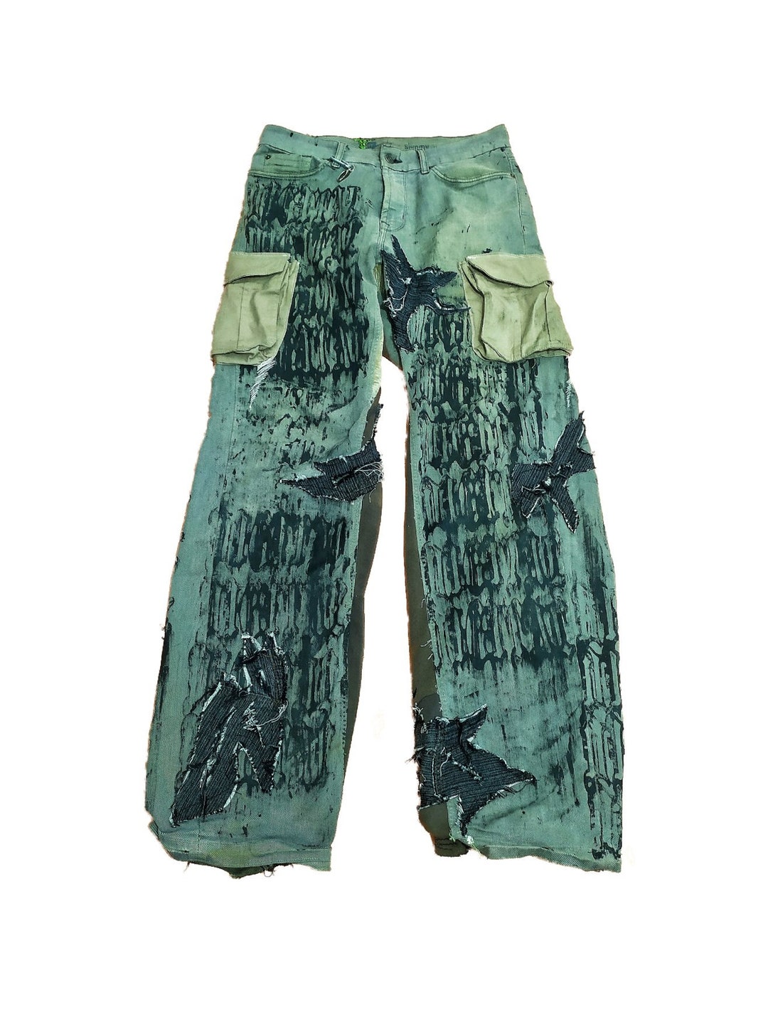 Men's Denim Punk Style Digital Print Pattern Streetwear Skinny Jeans