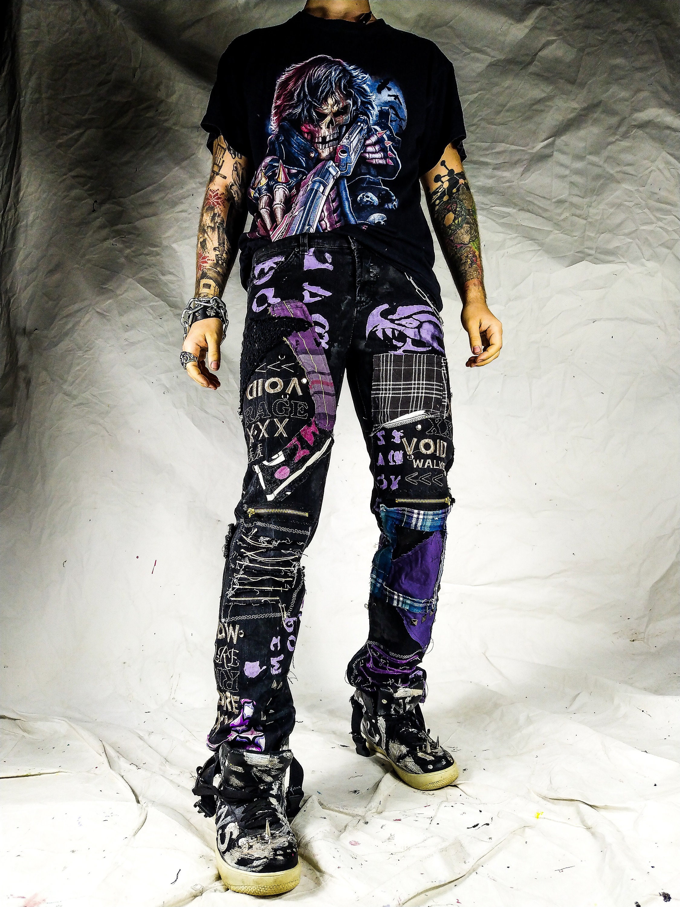 Custom Purple Punk Rock Goth Emo Metal Cyber Dark Ripped Crazy | Etsy