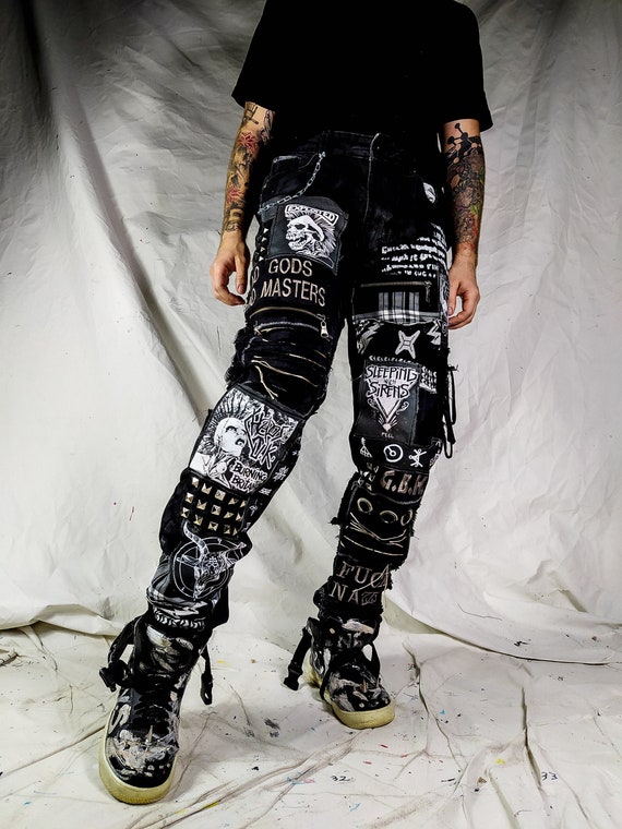 Custom Patch pants ( made to order)  Punk style outfits, Patch pants, Punk  outfits