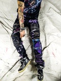 Custom handmade purple punk rock goth emo metal cyber dark ripped crazy weird funky crust festival jeans vegan cyber product logo