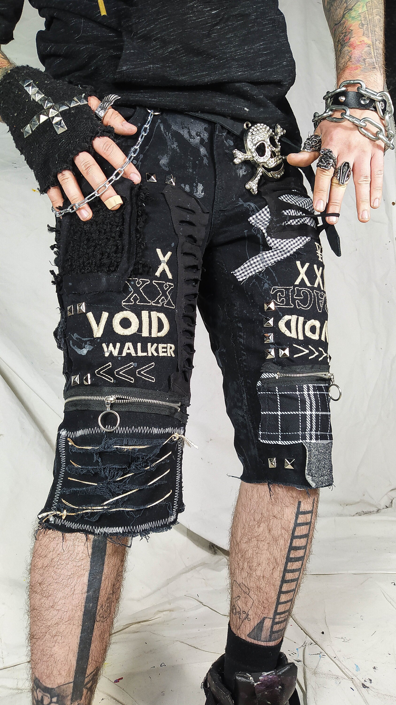 口コミ・レビューで人気商品を探そう Custom Dark Cyber Metal Emo Goth Rock Punk Shorts Handmade トップス
