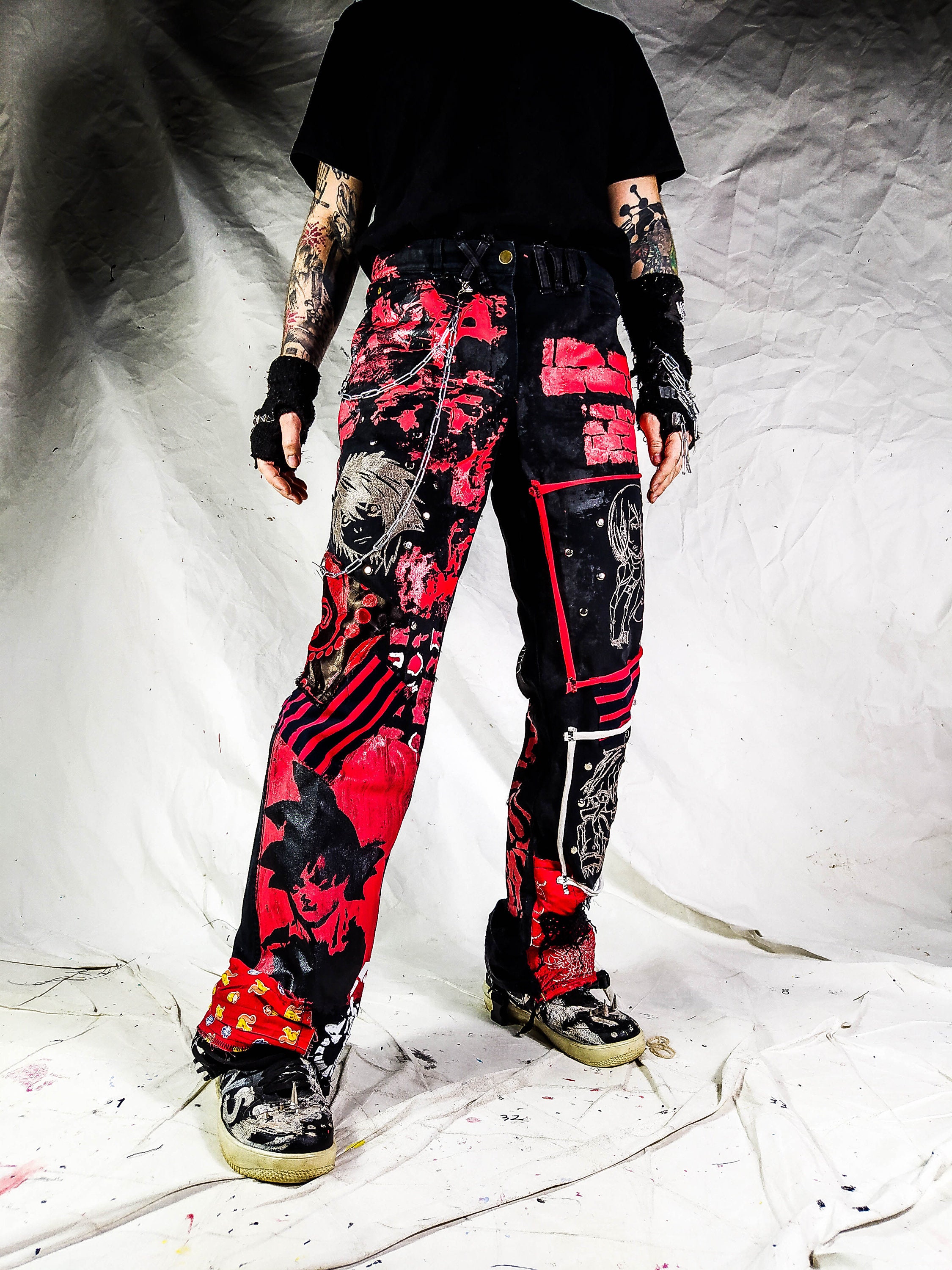 Amazon.com: Streetwear Embroidery Hip Hop Patchwork Pants