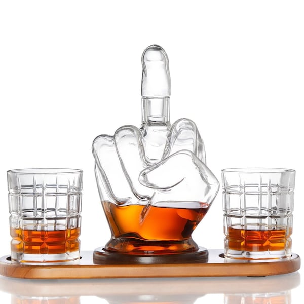 Ensemble de carafes à whisky pour doigt du milieu - Cadeau unique et amusant