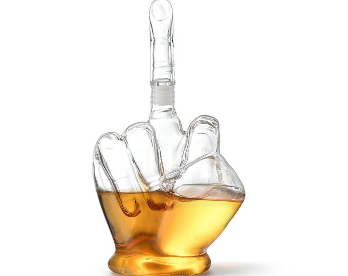 Middle Finger Whiskey Decanter – Funny Wine Decanter Set for Someone You Love – Middle Finger Gifts Funny for Men and Women