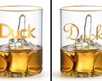 Personalized Custom Middle Finger Funny Whiskey Glass, Fun Gag Gift