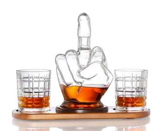 Middle Finger Whiskey Decanter Set - Unique & Funny Gift