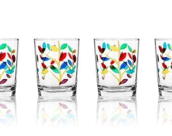 Kleurrijke Tequila shotglaasjes set van 4, handgeschilderde grote gekleurde shotglaasjes, 3oz