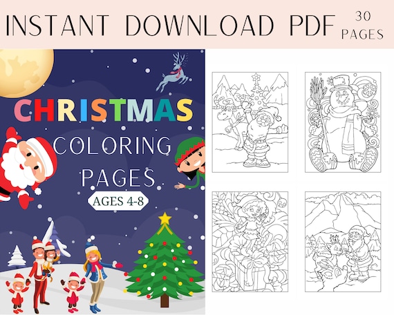 Printable Christmas Coloring Pages INSTANT DOWNLOAD 30 | Etsy