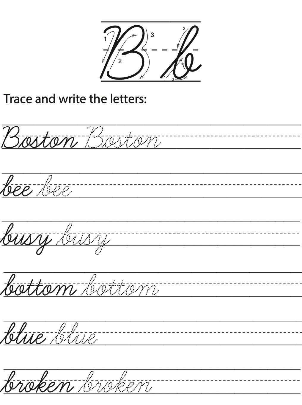 Cursive Workbook 114 Pages INSTANT DOWNLOAD Practice Words Handwriting ...