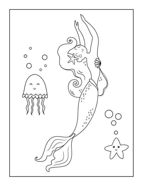 Mermaid Coloring Book for Kids Ages 4-8: A cute mermaid coloring