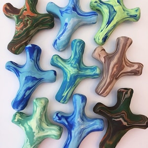 Handmade Clay Comfort Cross – Large Christian Prayer Gift, Matte Finish Custom Colors