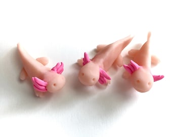 Axolotl Figurine Handmade Polymer Mini Art Gift • Desk Friend/Pet