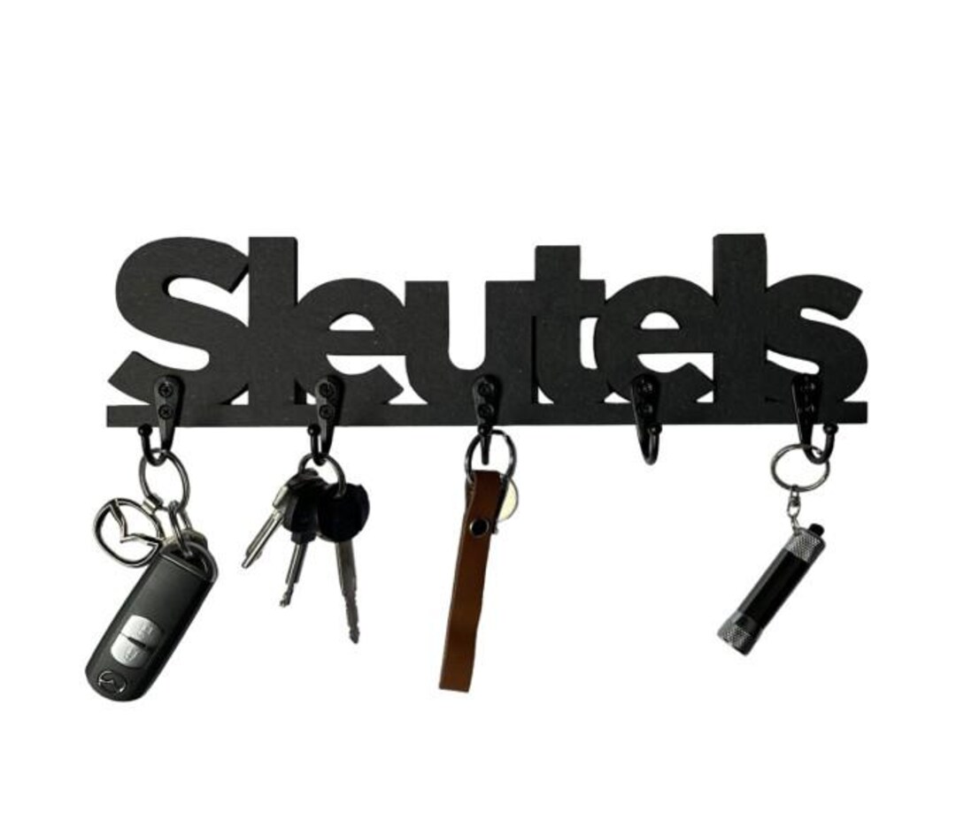 Key Rack - 5 Hooks - Black - Key Holder - Key Cabinet - Key Storage ...