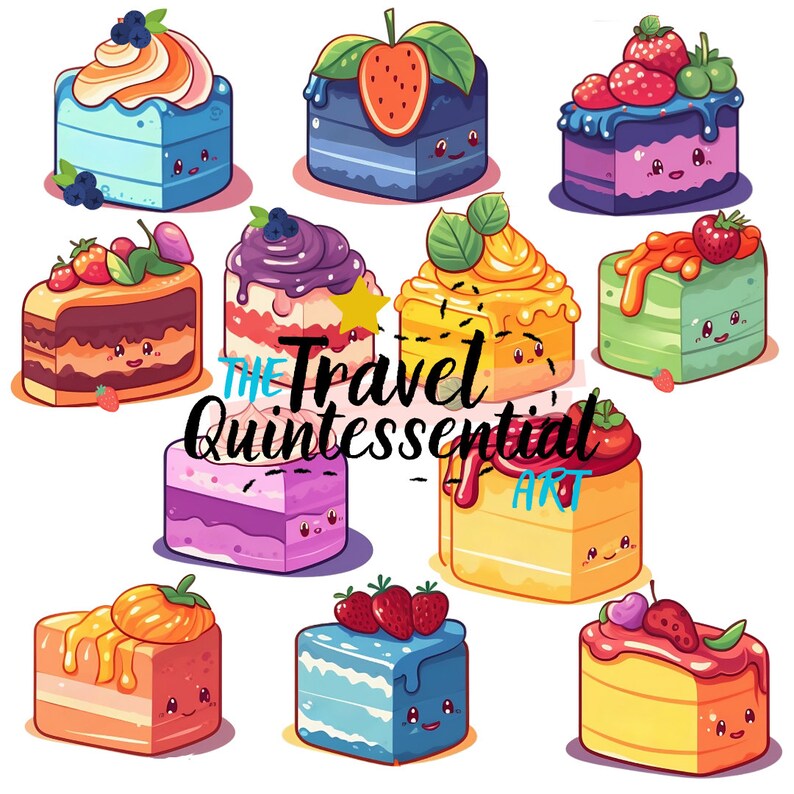 Cute Cakes Digital Art SETCK001 - Etsy