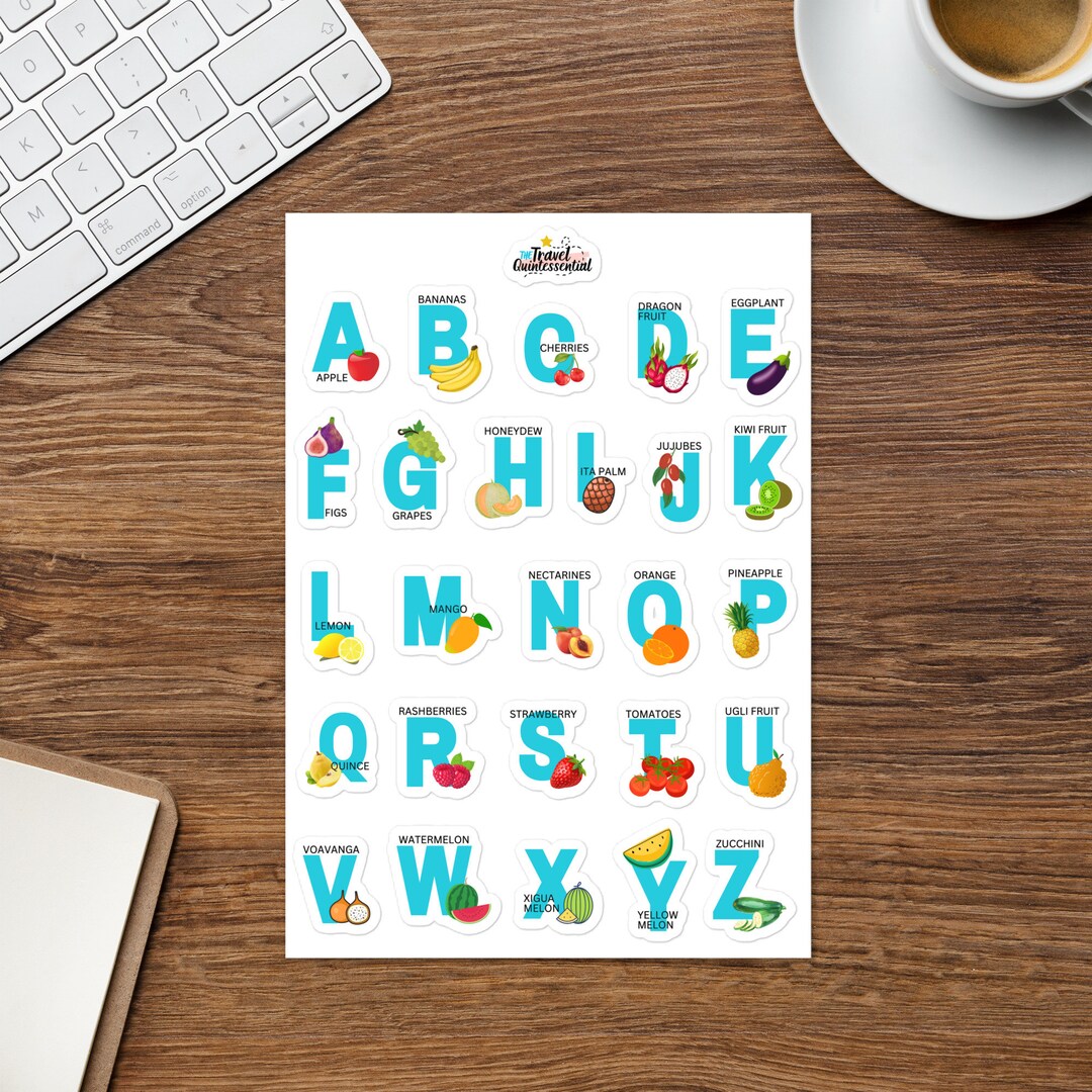 Cartoon Alphabets Stickers: Blue Glossy ABC Stickers - Etsy