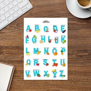 Autocollants brillants fruits alphabets mignons (bleus) AFB0001
