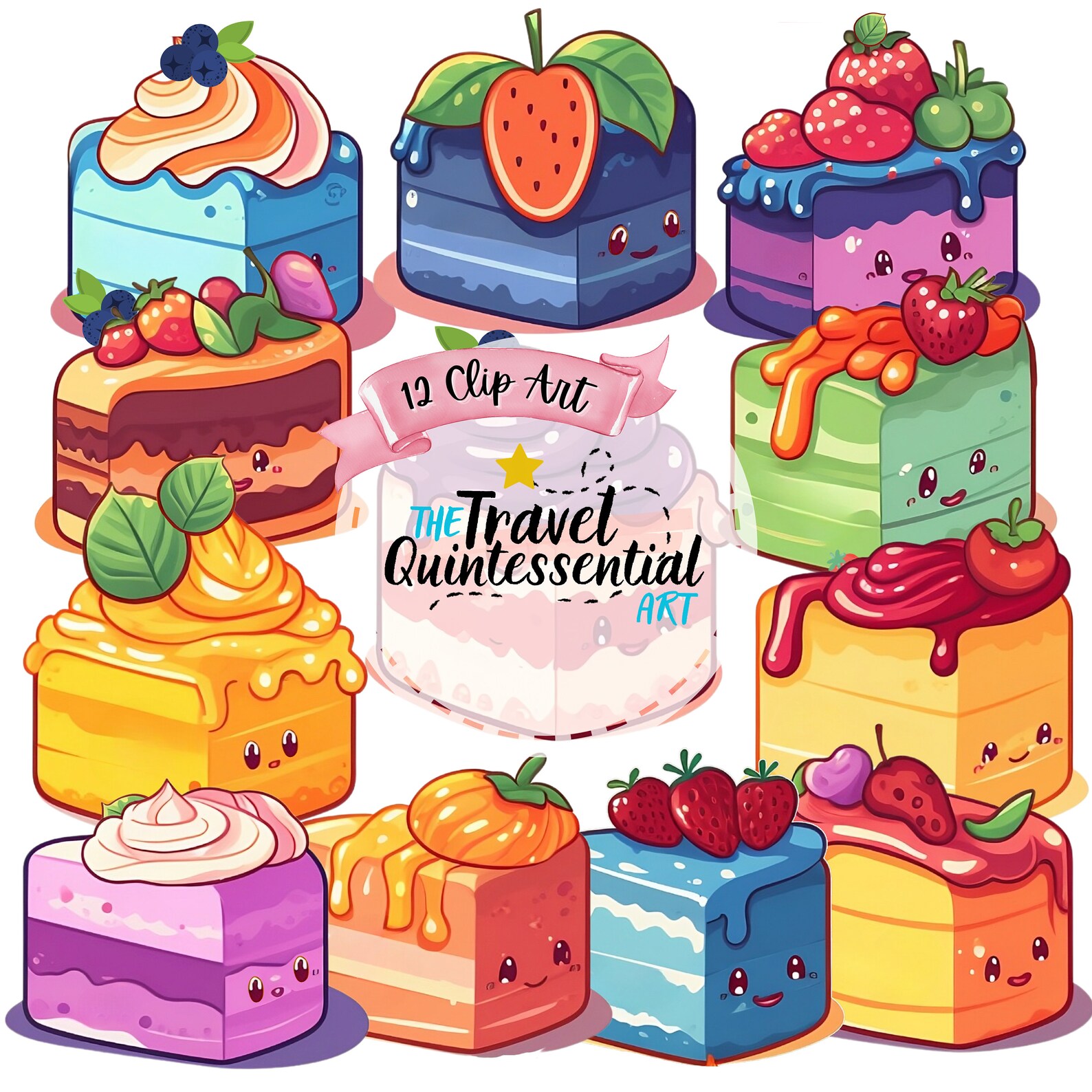 Cute Cakes Digital Art SETCK001 - Etsy