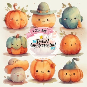 Cute Halloween Pumpkin Characters - Digital Art SETPK003