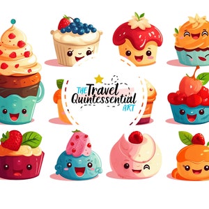 Simpatico personaggio dei cartoni animati di cupcakes - Arte digitale SETCCK001