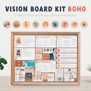 Visionsboard | Visionsboard Kit | Vision Board Ausdrucke | Vision Board Vorlage | Digital Vision Board | Stimmungstafel | 2025 Visionstafel