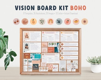Vision Board Kit: Goal Setting Templates (Digital Download)
