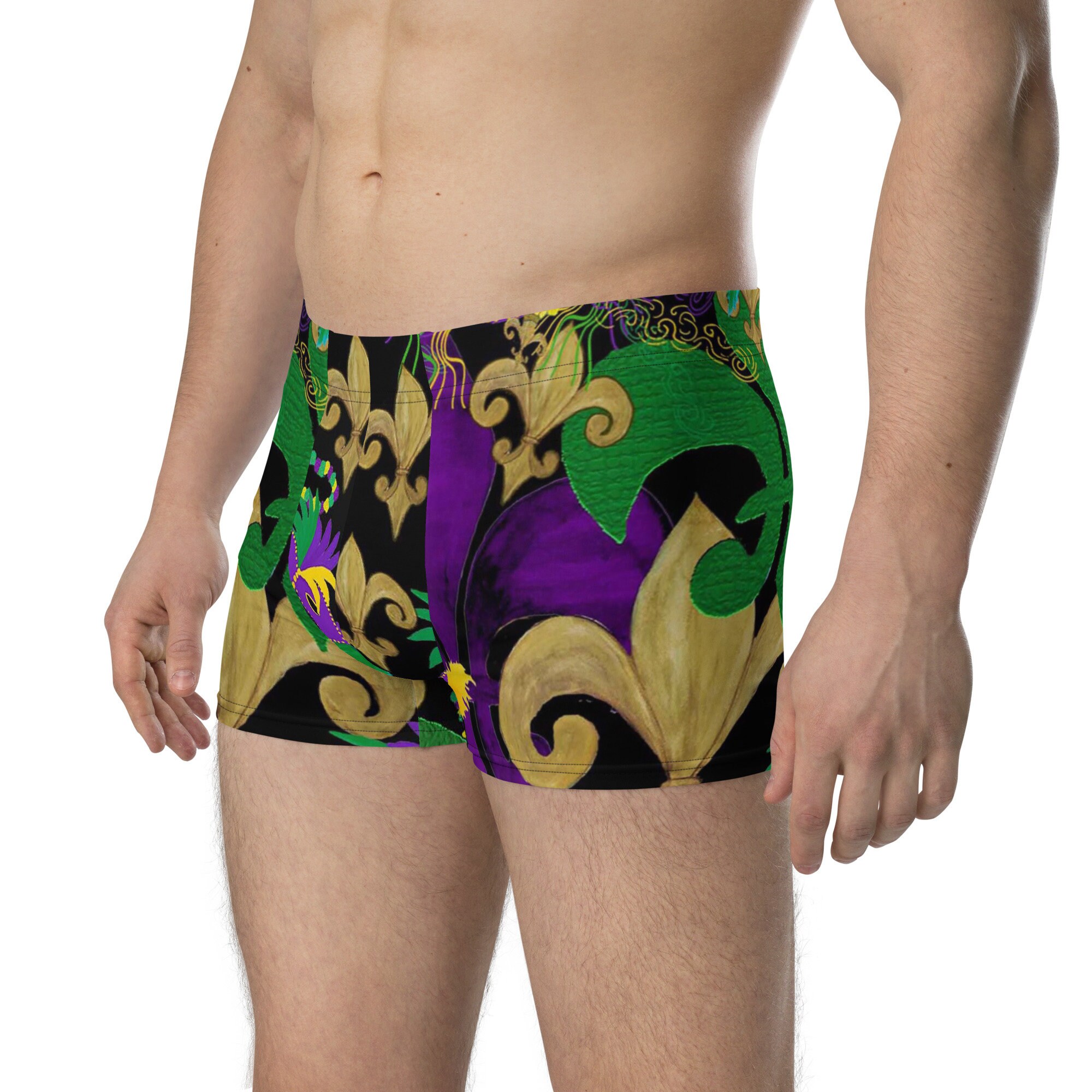 Mardi Gras Fleur De Lis and Masks Party Boxer Briefs - Etsy