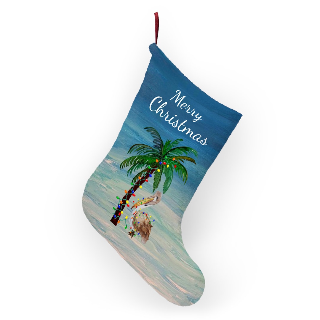 Pelican Christmas Holiday Lights Coastal Christmas Stockings With My