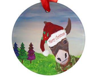 Funny Donkey Christmas Acrylic Ornament: Festive Holiday Decoration