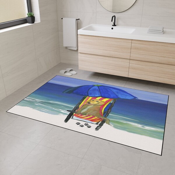 Dog on Beach Rug Etsy