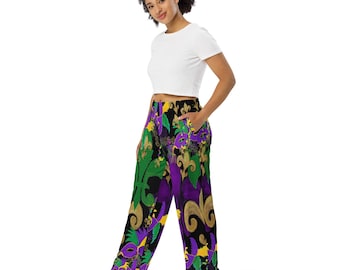 Pantalones unisex de pierna ancha con estampado integral