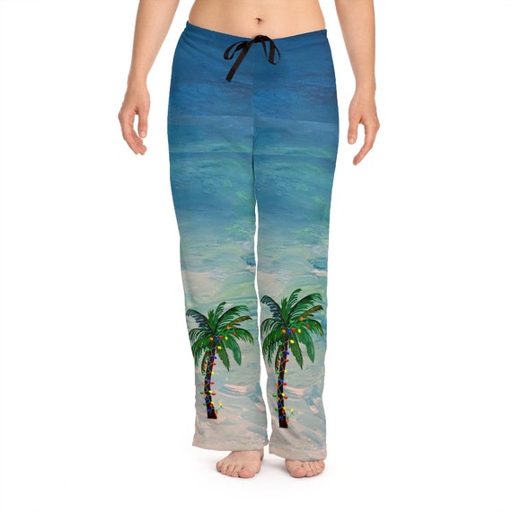 Christmas Women's Palm Trees Coastal Pajama Pants of My - Etsy