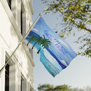 Coastal Christmas Flag, Double-Sided Beach Decor, Holiday Banner, Summer Vibes Decoration, Festive Outdoor Flag