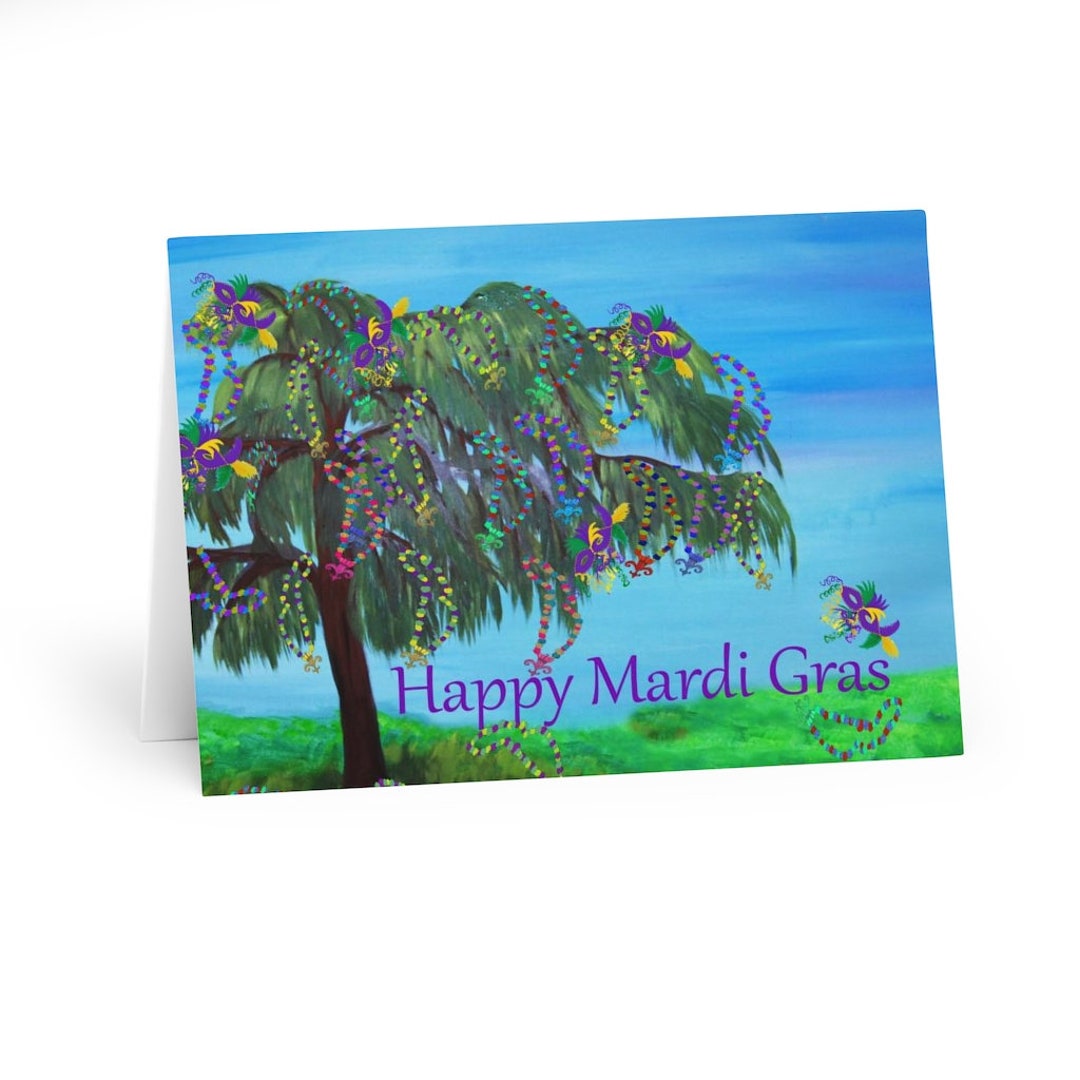 Mardi Gras Weeping Willow Decorated With Beads Carnival My Etsy