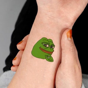 Minimalist Temporary Tattoo Sticker, Funny Meme Tattoo, Green Frog Temporary Tattoo, Cartoon Sticker, Animal Decals, Tattoo Lover Gift
