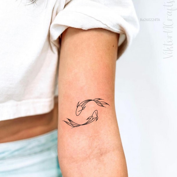 Koi Fish Tattoo-Fish Couple Temporary Tattoo-Small Fish Tattoo-Two Fish Design-Best Friend Tattoo Ideas-Gifts for Friends-Fish Couple Tattoo