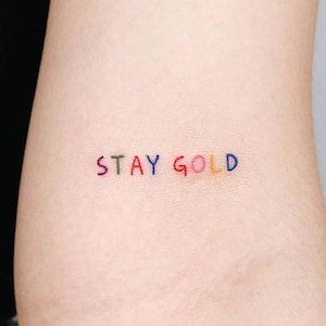 Stay Gold Temporary Tattoo | Colorful Letter Sticker | Minimalist Watercolor Design | Tattoo Lover Gift | Custom Letter Tattoo | Custom Name