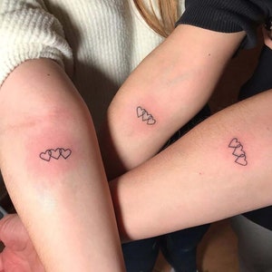 Minimalist Heart Temporary Tattoo Sticker, Family Heart Fake Tattoo Decals, Heart Temporary Tattoo For Friends Team Group, Tattoo Lover Gift