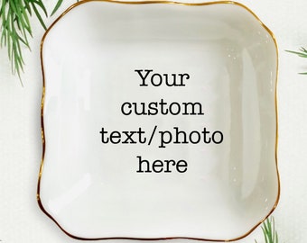 Personalized Your Text Photo Ring Dish, Custom Text Ring Holder, Personalize Photo Gift, Custom Logo Dish, Photo On Dish, Create Your Design